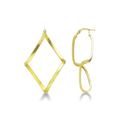 Pendientes en oro amarillo 18k con un diseño geométrico