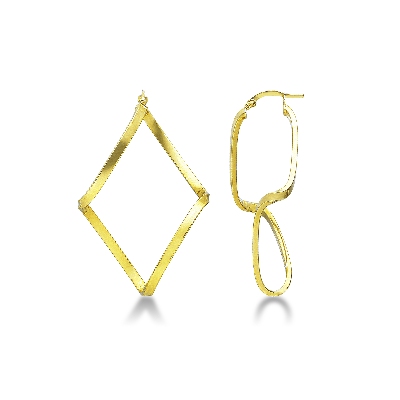 Pendientes en oro amarillo 18k con un diseño geométrico 
