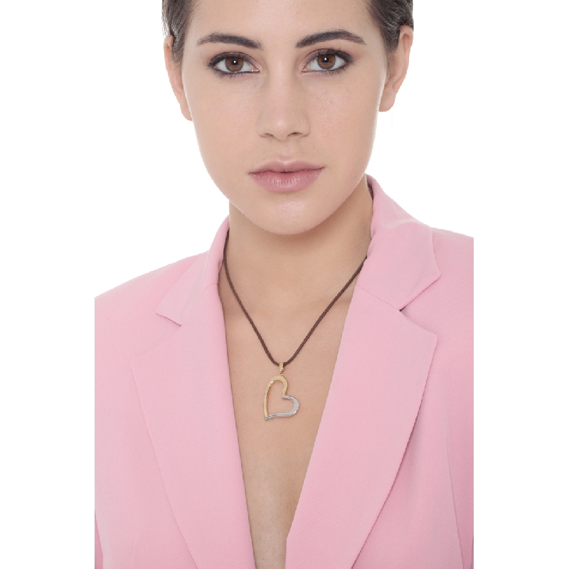 Colgante corazón en Oro Amarillo y Blanco 18k