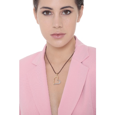 Colgante corazón en Oro Amarillo y Blanco 18k