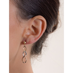 Pendientes en oro amarillo, blanco y rosa de 18k diamantados 2