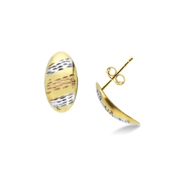 Pendientes ovalados en oro rosa, blanco y amarillo de 18k