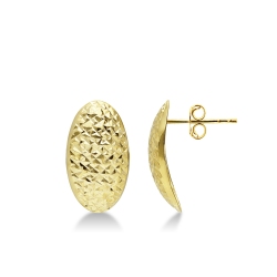 Pendientes ovalados abombados en oro amarillo 18 quilates