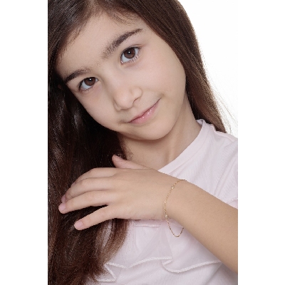 Pulsera fantasía para mujer en oro amarillo de 18 quilates con cuatro circonitas