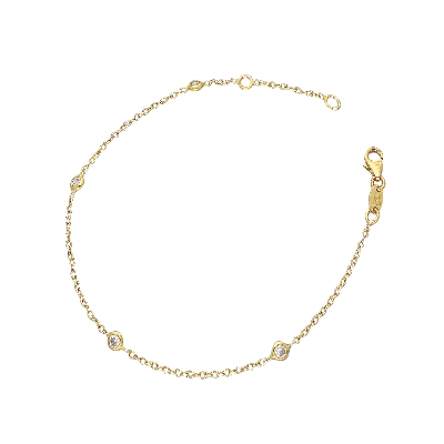 Pulsera fantasía para mujer en oro amarillo de 18 quilates con cuatro circonitas