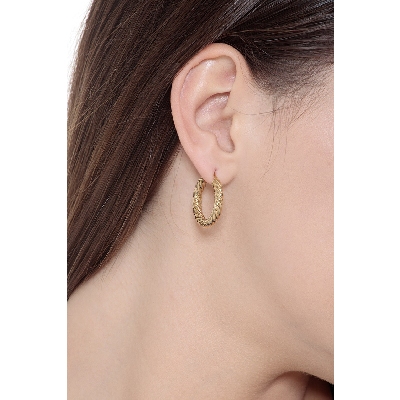 Pendientes a aro estilo torchon en oro amarillo 