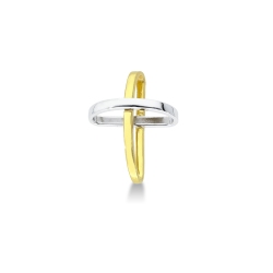 Colgante cruz diseño bicolor Oro 18k