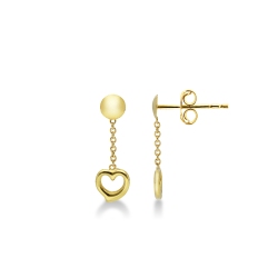 Pendientes en oro amarillo de 18k corazón