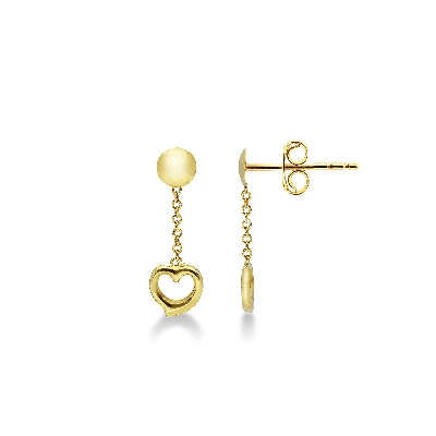 Pendientes en oro amarillo de 18k corazón
