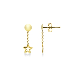Pendientes en oro amarillo de 18 quilates estrella