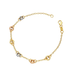 Pulsera fantasía para mujer en 3 oros 18k