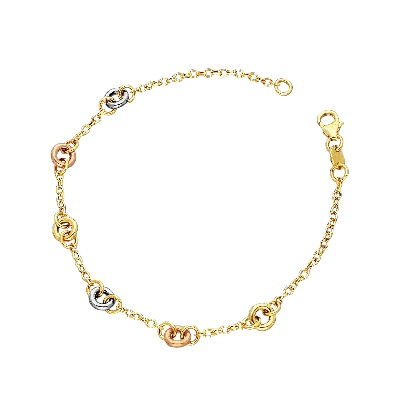  Pulsera fantasía para mujer en 3 oros 18k