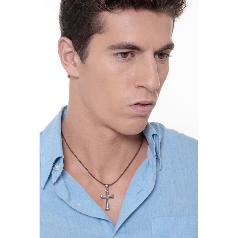 Colgante Oro Amarillo y Blanco 18k en forma de cruz