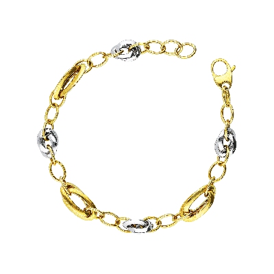 Pulsera fantasía de mujer en oro blanco y amarillo 18k