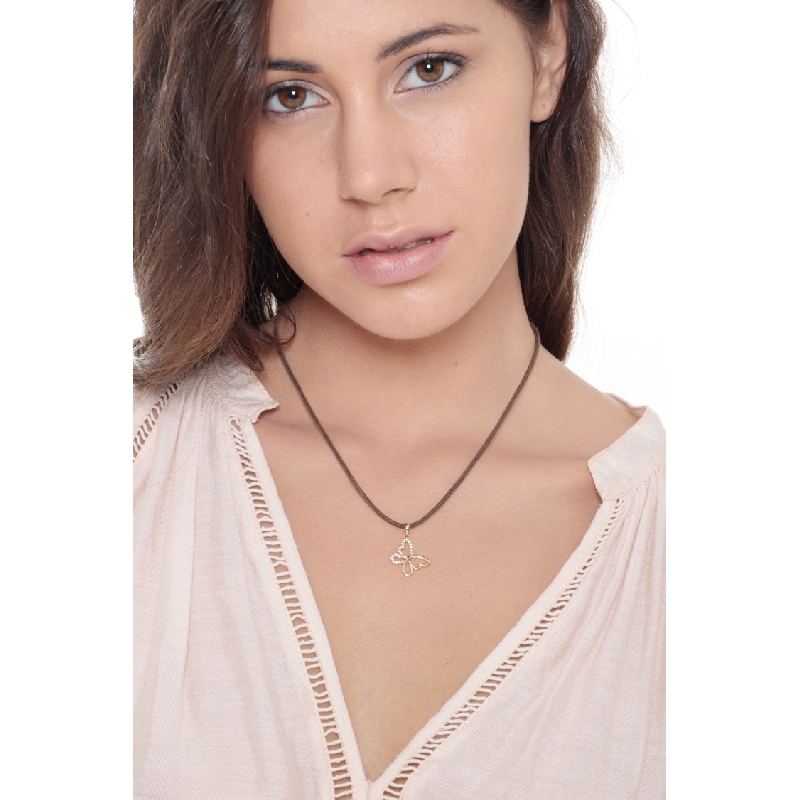 Colgante mariposa con circonitas en oro amarillo de 18k