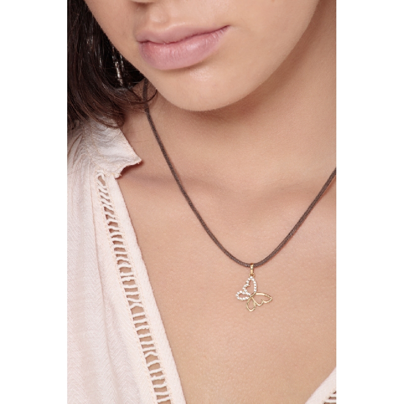 Colgante mariposa con circonitas en oro amarillo de 18k