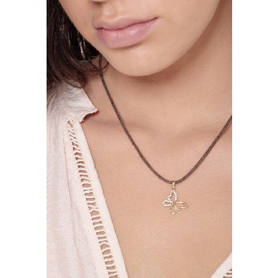 Colgante mariposa con circonitas en oro amarillo de 18k