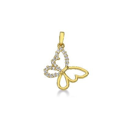 Colgante mariposa con circonitas en oro amarillo de 18k