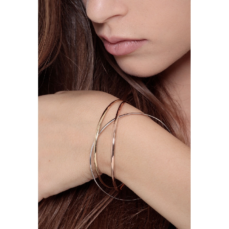 Brazalete rígido fantasía para mujer por tres anillos cm 18 Brazalete rígido fantasía para mujer por tres anillos cm 18