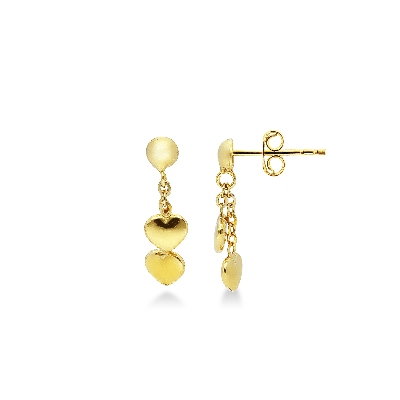 Pendientes en oro amarillo 750 con corazón