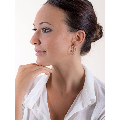 Aros Entretejidos en Oro Blanco, Rosa y Amarillo 18k