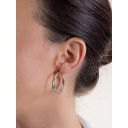 Aros Entretejidos en Oro Blanco, Rosa y Amarillo 18k 2