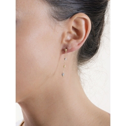 Pendientes colgantes en oro amarillo y blanco diamantados 750 2