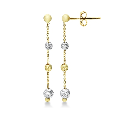 Pendientes colgantes en oro amarillo y blanco diamantados 750