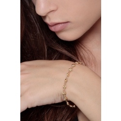 Pulsera en oro amarillo 18k con eslabones en forma de corazoncitos, 17 cm 2