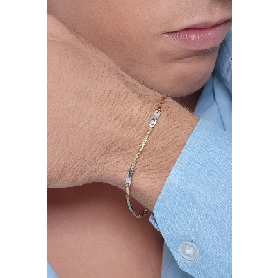 Brazalete para hombre en oro amarillo y blanco 18k cm 20