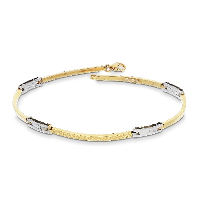 Brazalete para hombre en oro amarillo y blanco 18k cm 20