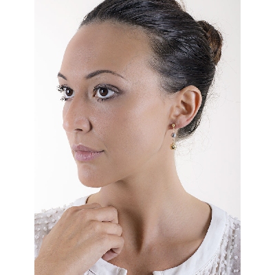 Pendientes en oro blanco y amarillo 18k con colgantes diamantados