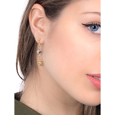 Pendientes colgantes en oro amarillo y blanco diamantados