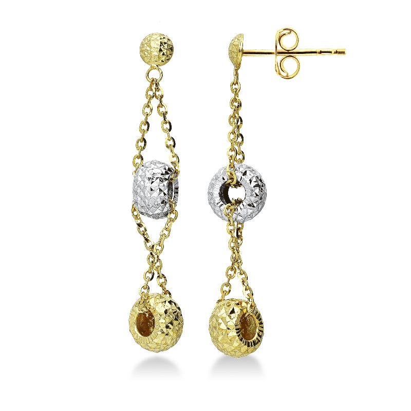 Pendientes colgantes en oro amarillo y blanco diamantados Pendientes colgantes en oro amarillo y blanco diamantados