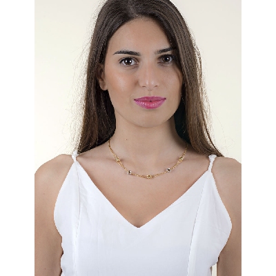 Cadena en oro amarillo y oro blanco 18k ruedas diamantadas