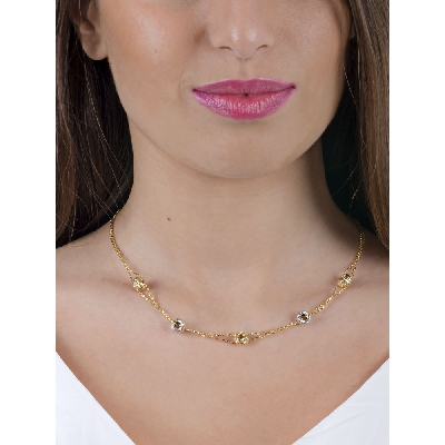 Cadena en oro amarillo y oro blanco 18k ruedas diamantadas