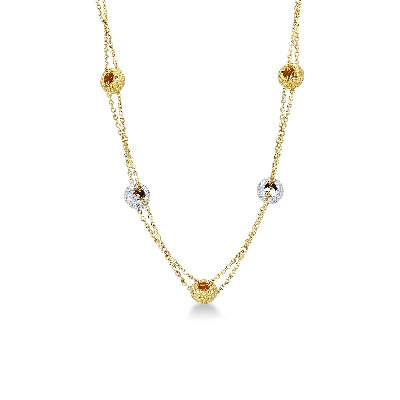 Cadena en oro amarillo y oro blanco 18k ruedas diamantadas