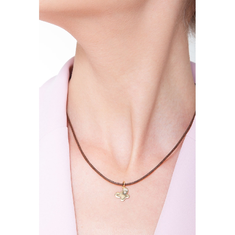 Colgante mariposa en oro amarillo 750 con circonitas