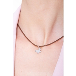 Colgante mariposa en oro blanco 750 con tres circonitas 2