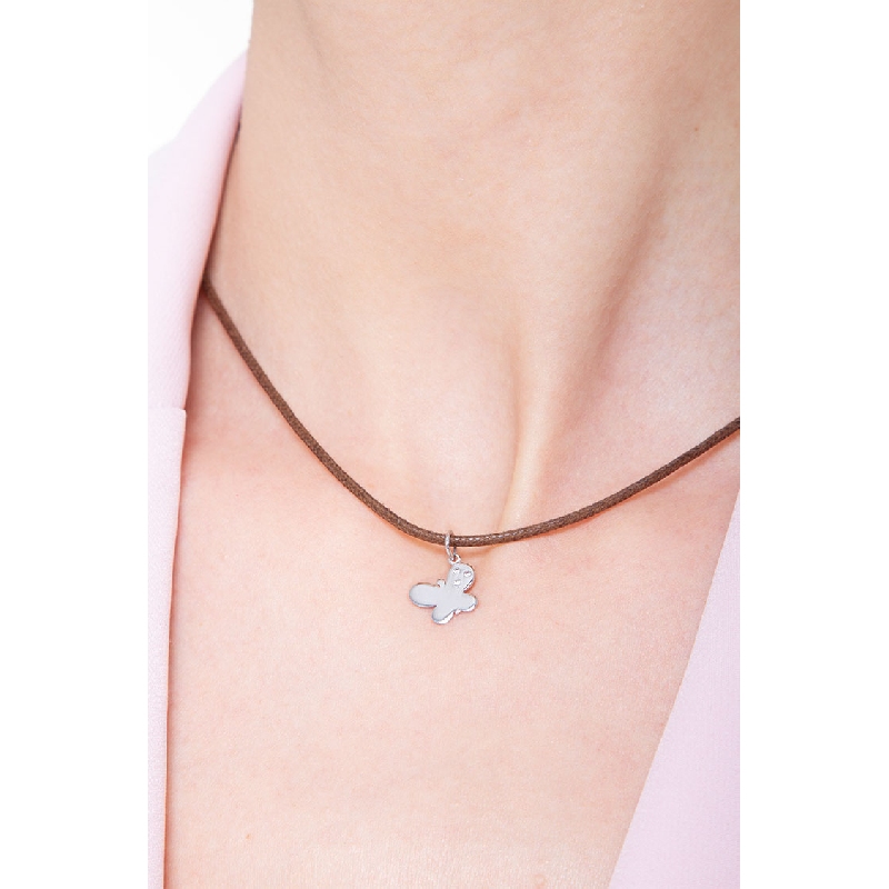 Colgante mariposa en oro blanco 750 con tres circonitas