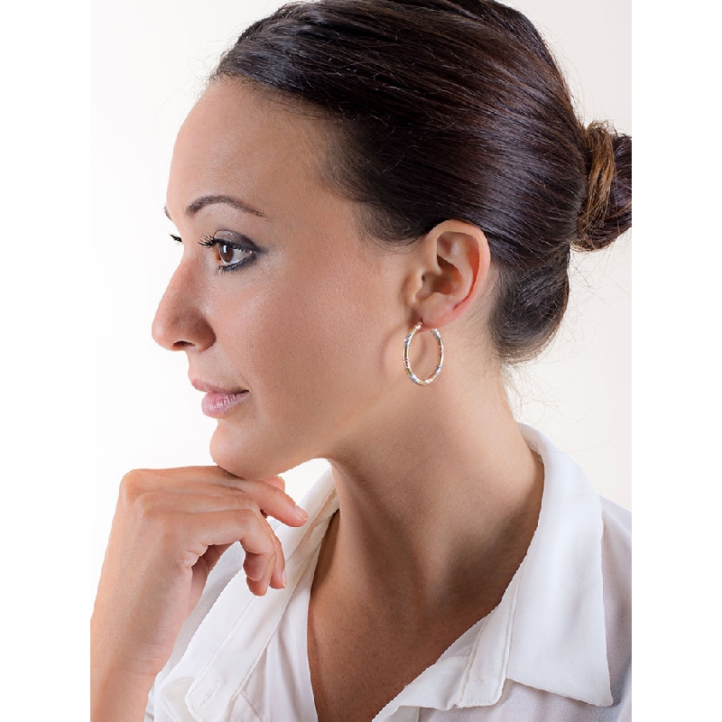 Aros en oro amarillo, blanco y rosa de 18k