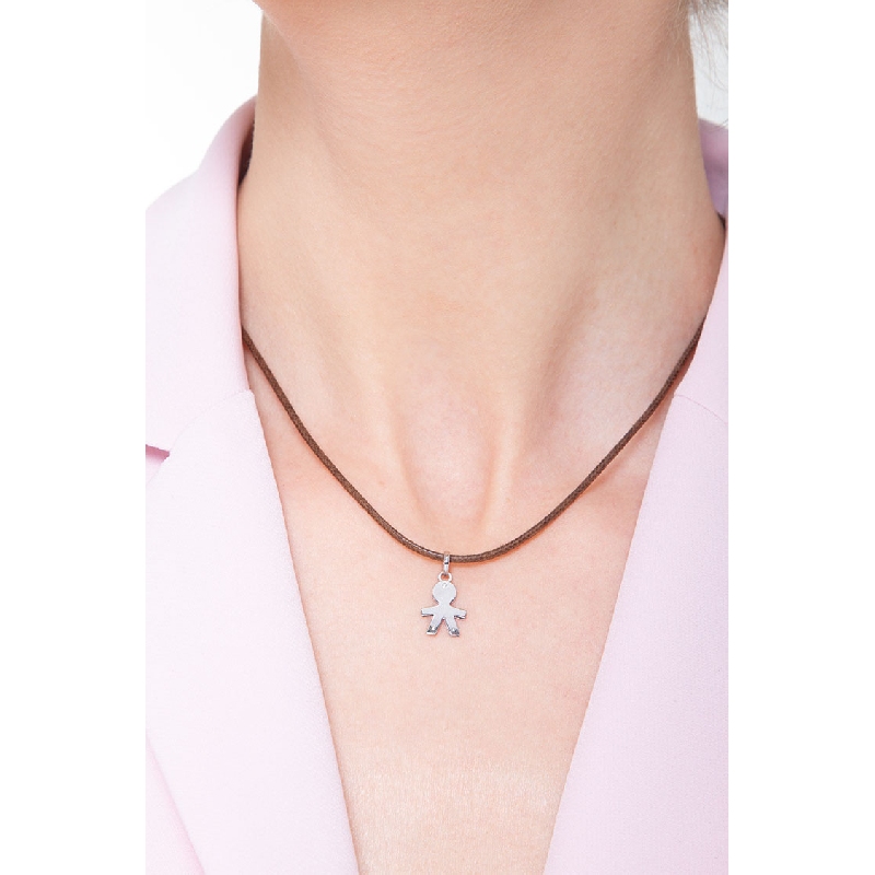 Colgante infantil oro blanco 18k silueta niño