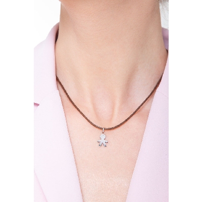 Colgante infantil oro blanco 18k silueta niño