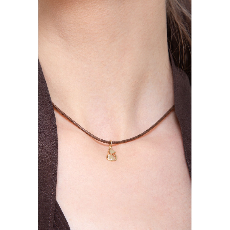 Colgante gato Oro Amarillo 18k con circonitas