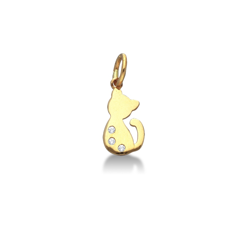 Colgante gato Oro Amarillo 18k con circonitas