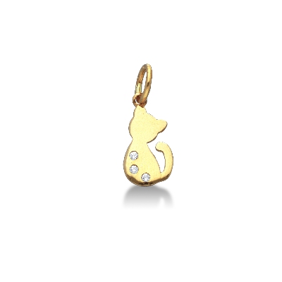Colgante gato Oro Amarillo 18k con circonitas