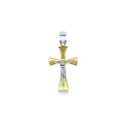 Colgante cruz en oro blanco y amarillo de 18k Cristo