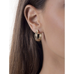 Pendientes tres filas en oro amarillo y blanco 18k 2