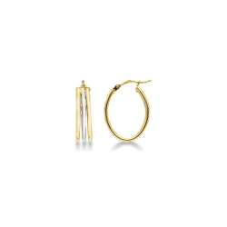 Pendientes tres filas en oro amarillo y blanco 18k