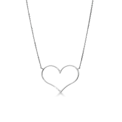 Collar con contorno de corazon en oro blanco 18k